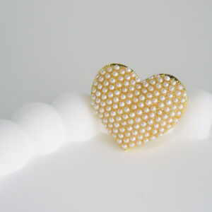 Broche hart met Parelaccenten